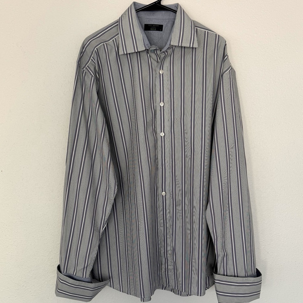 Ted Baker London Cotton Striped Button‎ Down French Cuffs Shirt SZ 17.5 -32/33